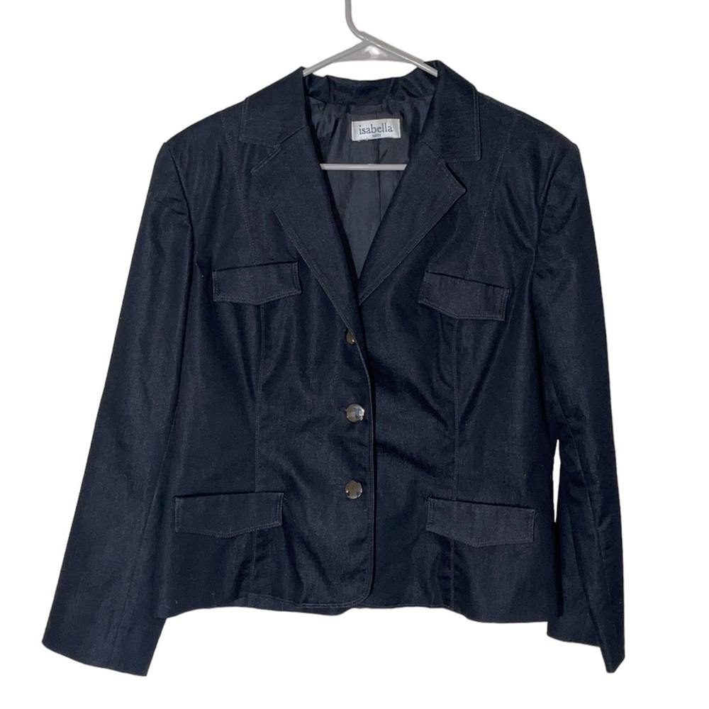 Isabella suits suit jacket black dark silver buttons Sz 12